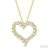1 Ctw Heart Shape Round Cut Diamond Pendant With Chain in 14K Yellow Gold